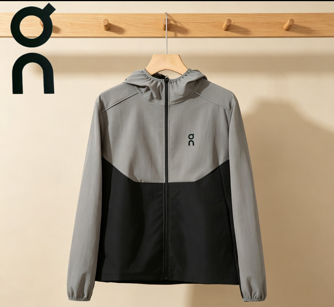 On QC windbreaker jacket