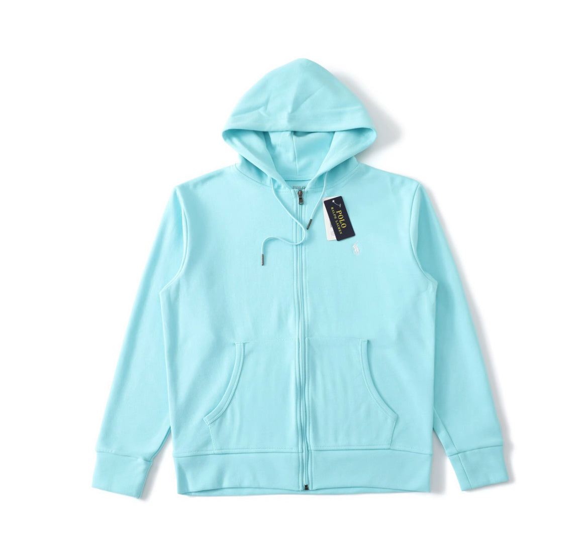 Polo Ralph lauren zip up hoodie ljus blå med vitt logga